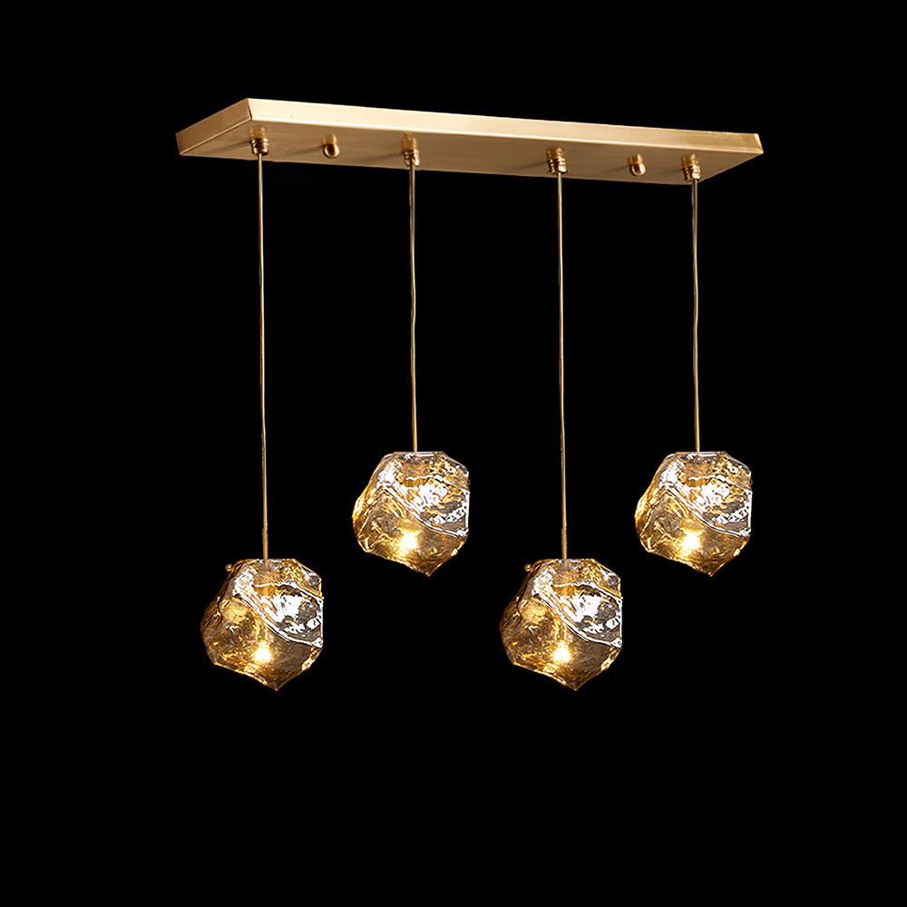 Ice Glass Pendant Light Brass