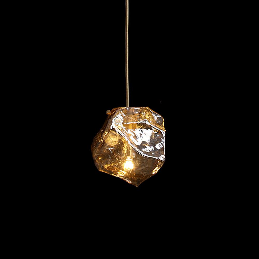 Ice Glass Pendant Light Brass