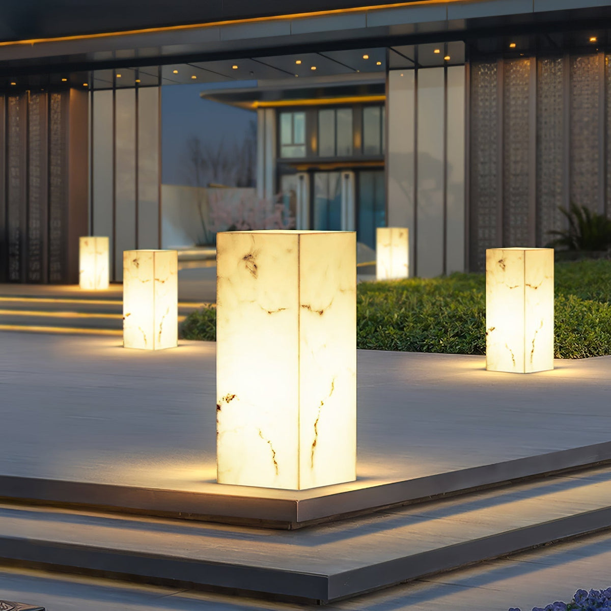Luz exterior moderna minimalista em mármore, em cubo, Ardorion