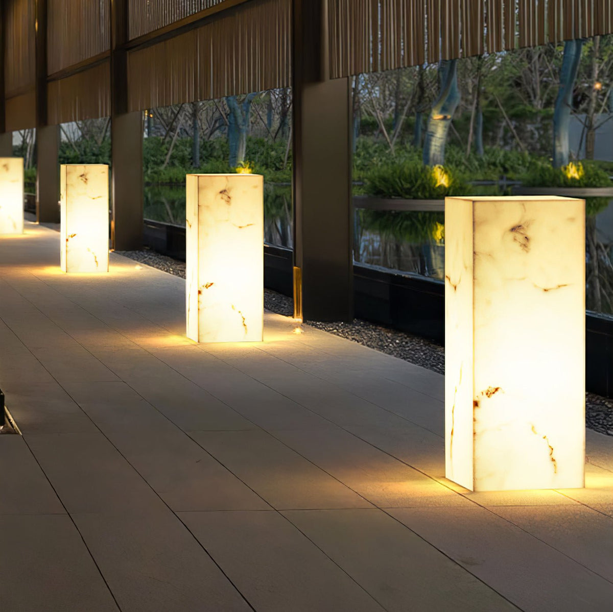 Luz exterior moderna minimalista em mármore, em cubo, Ardorion