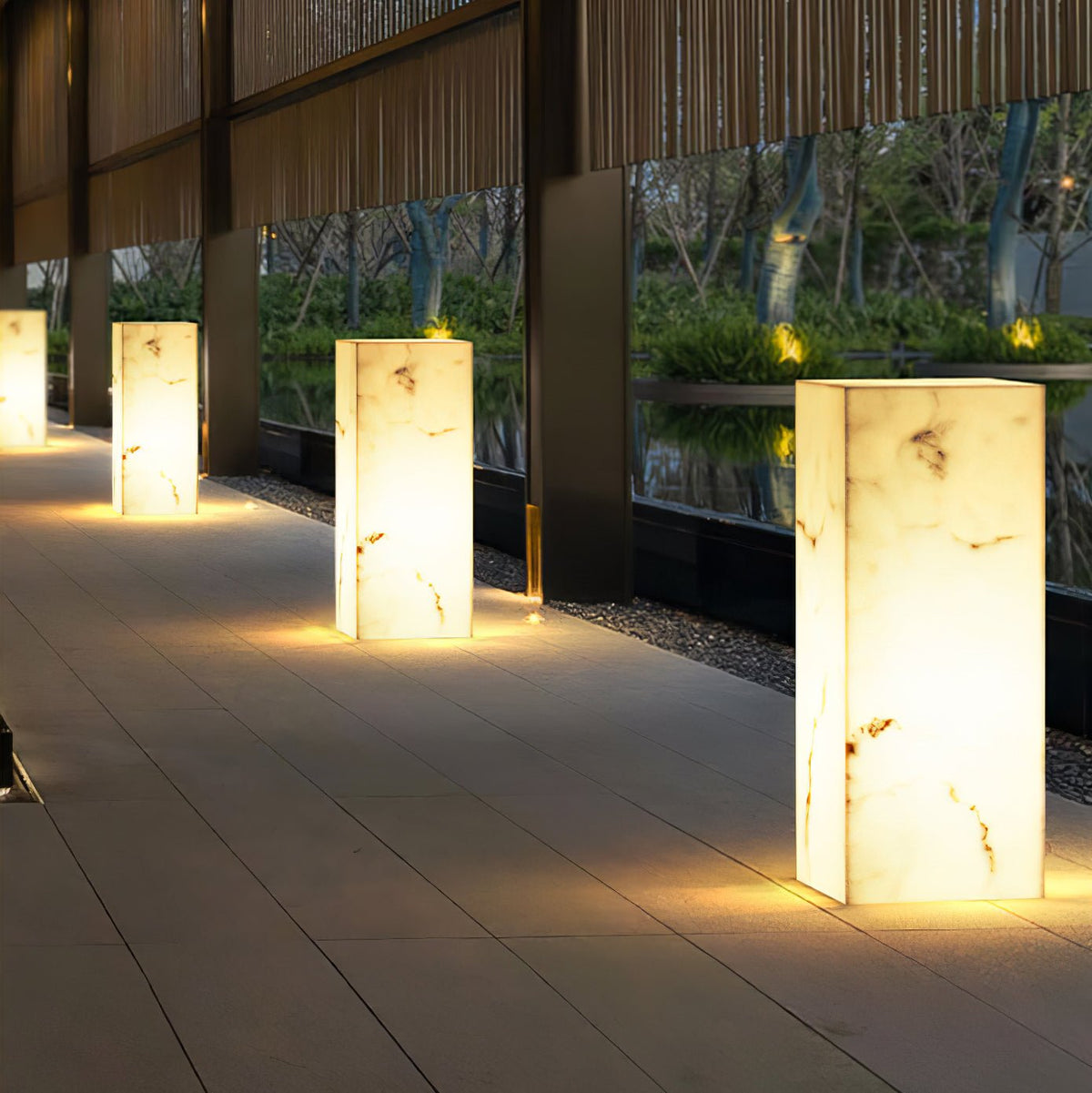 Luz exterior moderna minimalista em mármore, em cubo, Ardorion