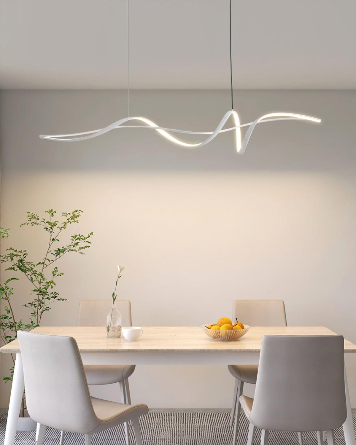 Candeeiro suspenso LED preto ondulado moderno Calelina
