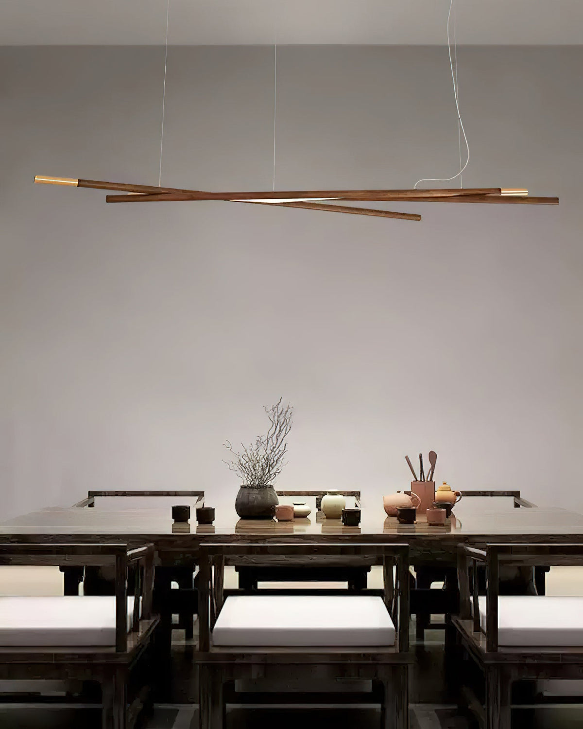 Candeeiro de teto Elvuaine de madeira linear LED