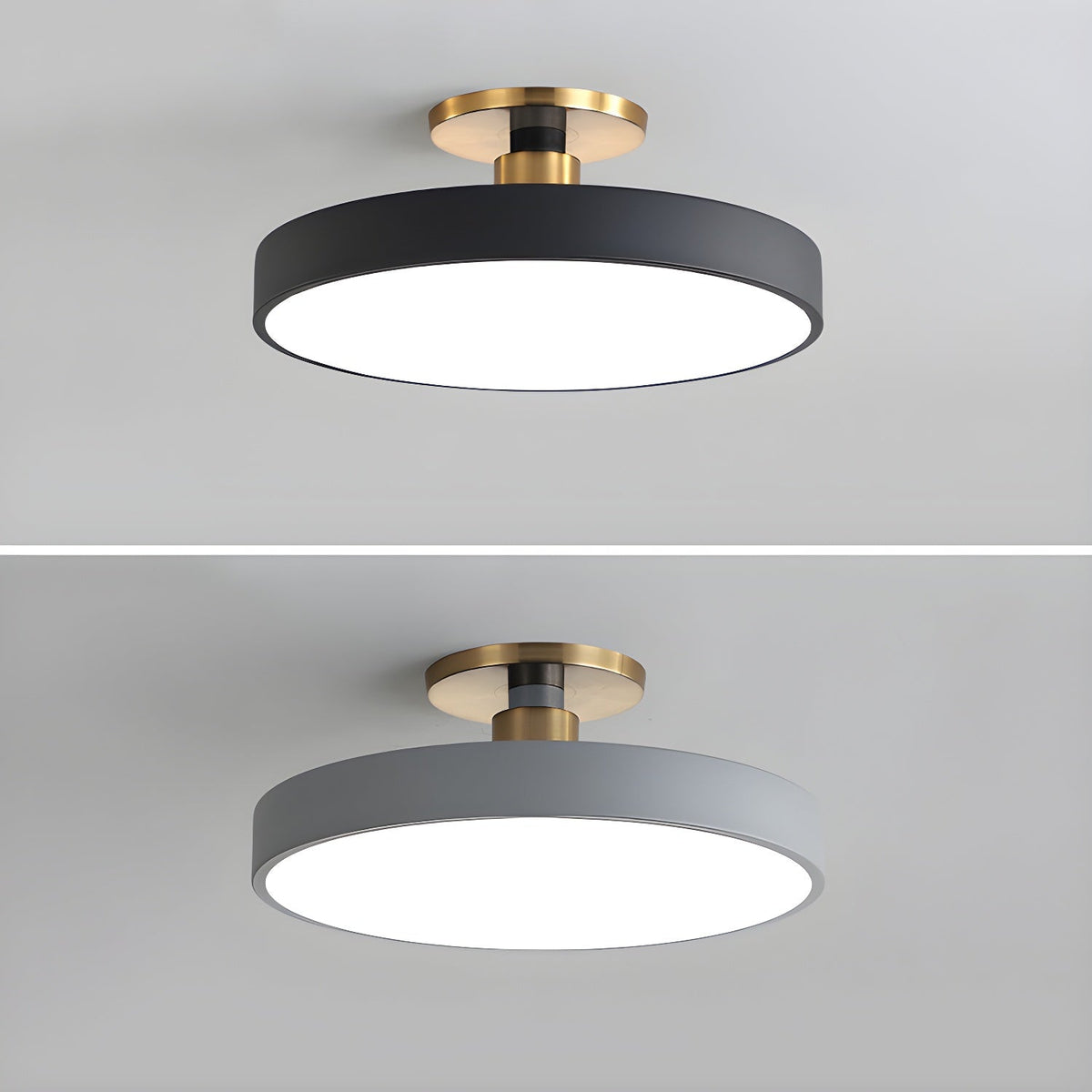 Aureiella moderne loftlampe, plan montering, sort og guld