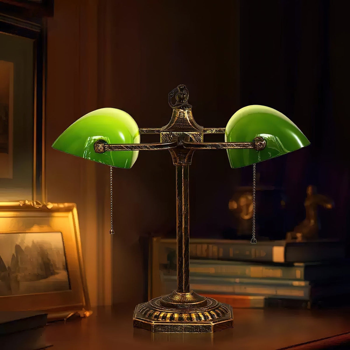 Osilel vintage skrivbordslampa i mässing