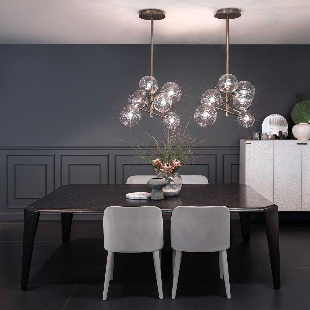 Aveno LED-ljósakróna úr glæru kristalgleri