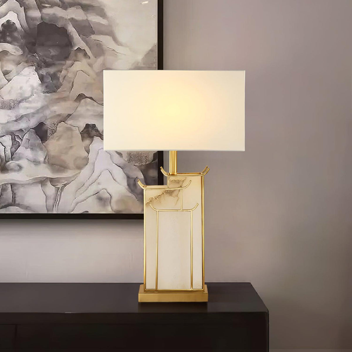 Nysilor rektangulær bordlampe i glas