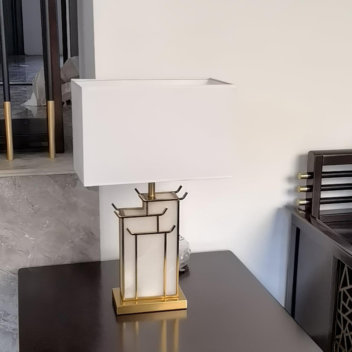Nysilor rektangulær bordlampe i glas