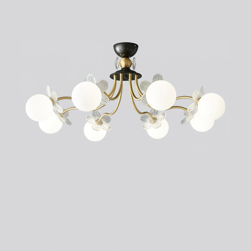 Lustre de vidro artístico com flores em florada Orlaeila