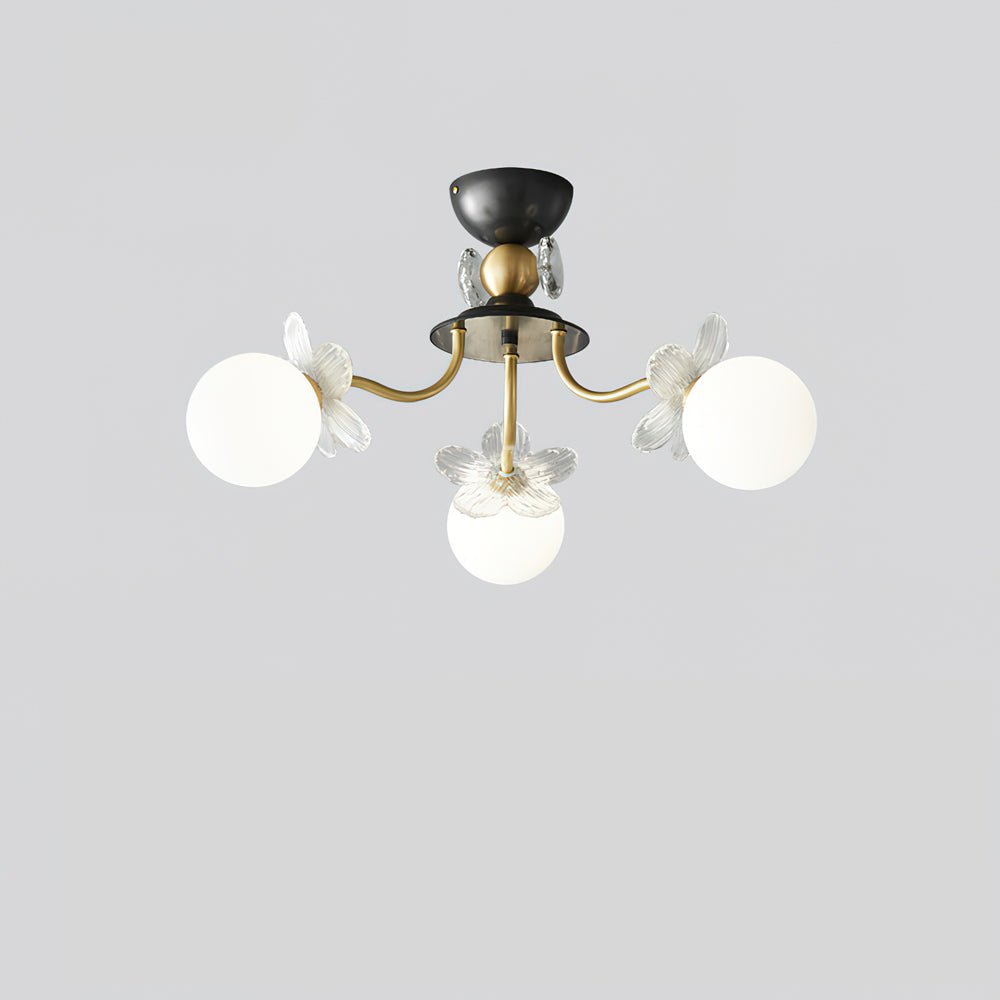 Lustre de vidro artístico com flores em florada Orlaeila