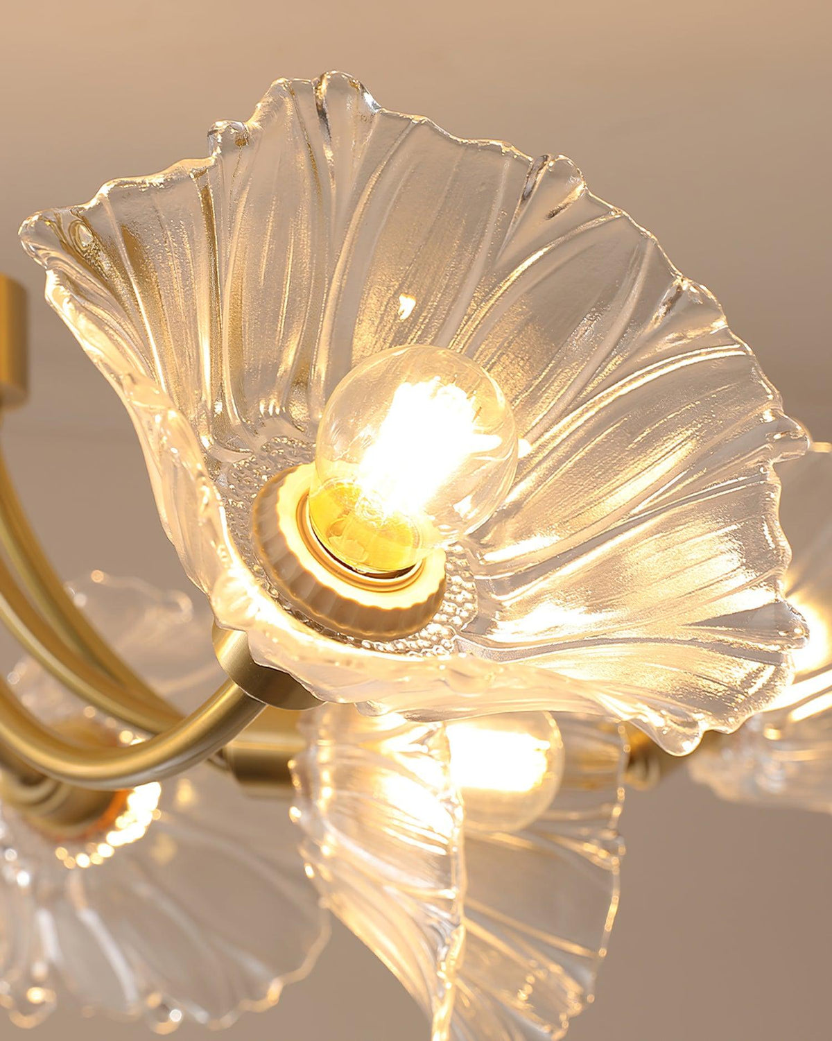 Candeeiro de teto Celoreria com pétalas de vidro em forma de flor, elegante e sofisticado