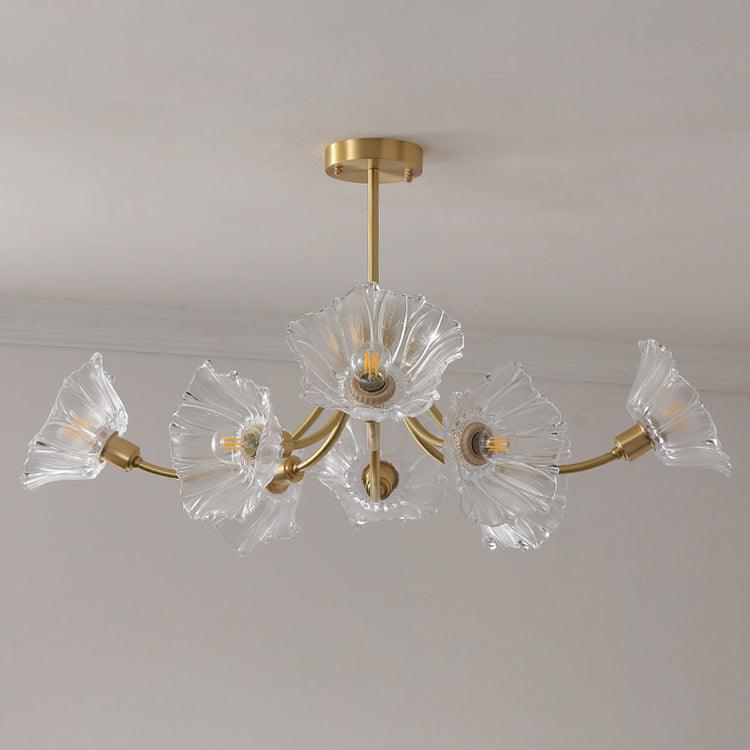Fife blomsterlysekrone i glas med messingfinish