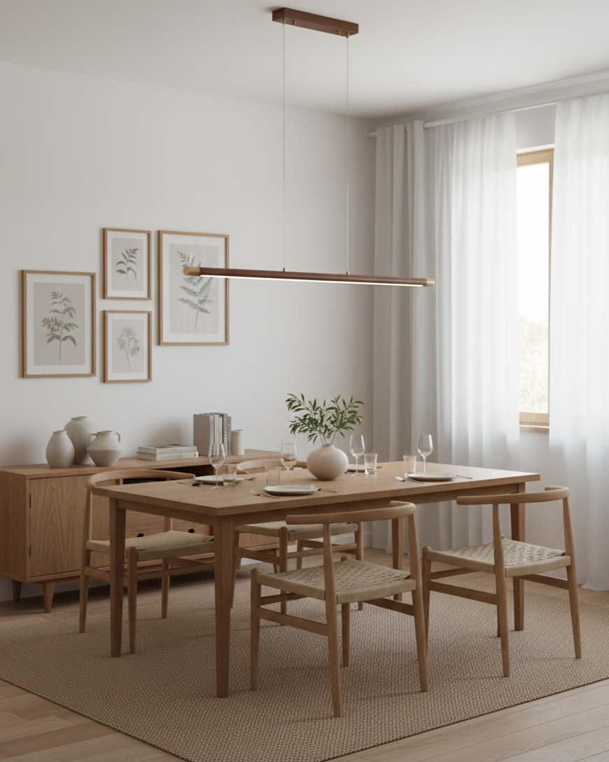 Dash línulegt hengiljós úr viði