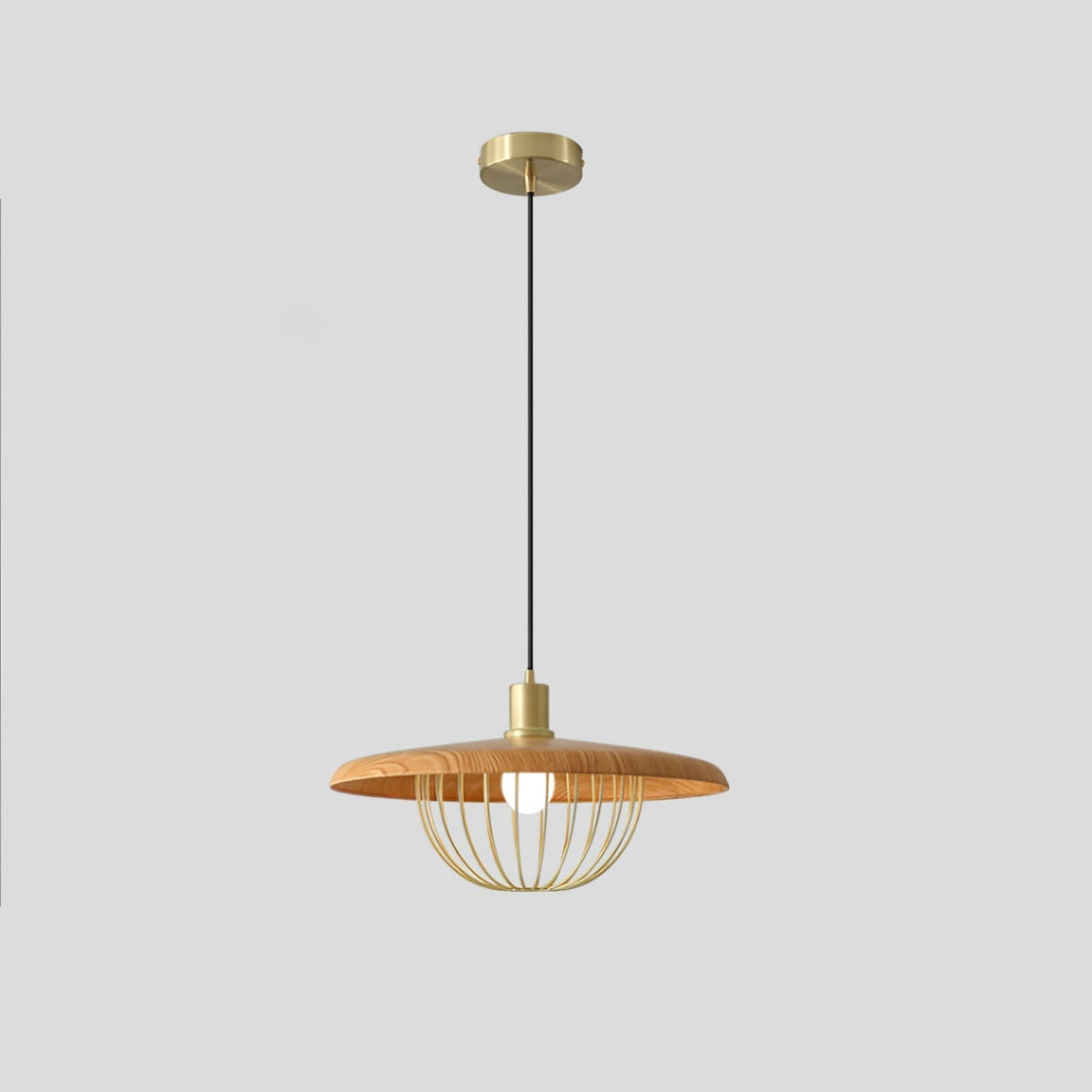 Candeeiro suspenso retro vintage em madeira Rinoira