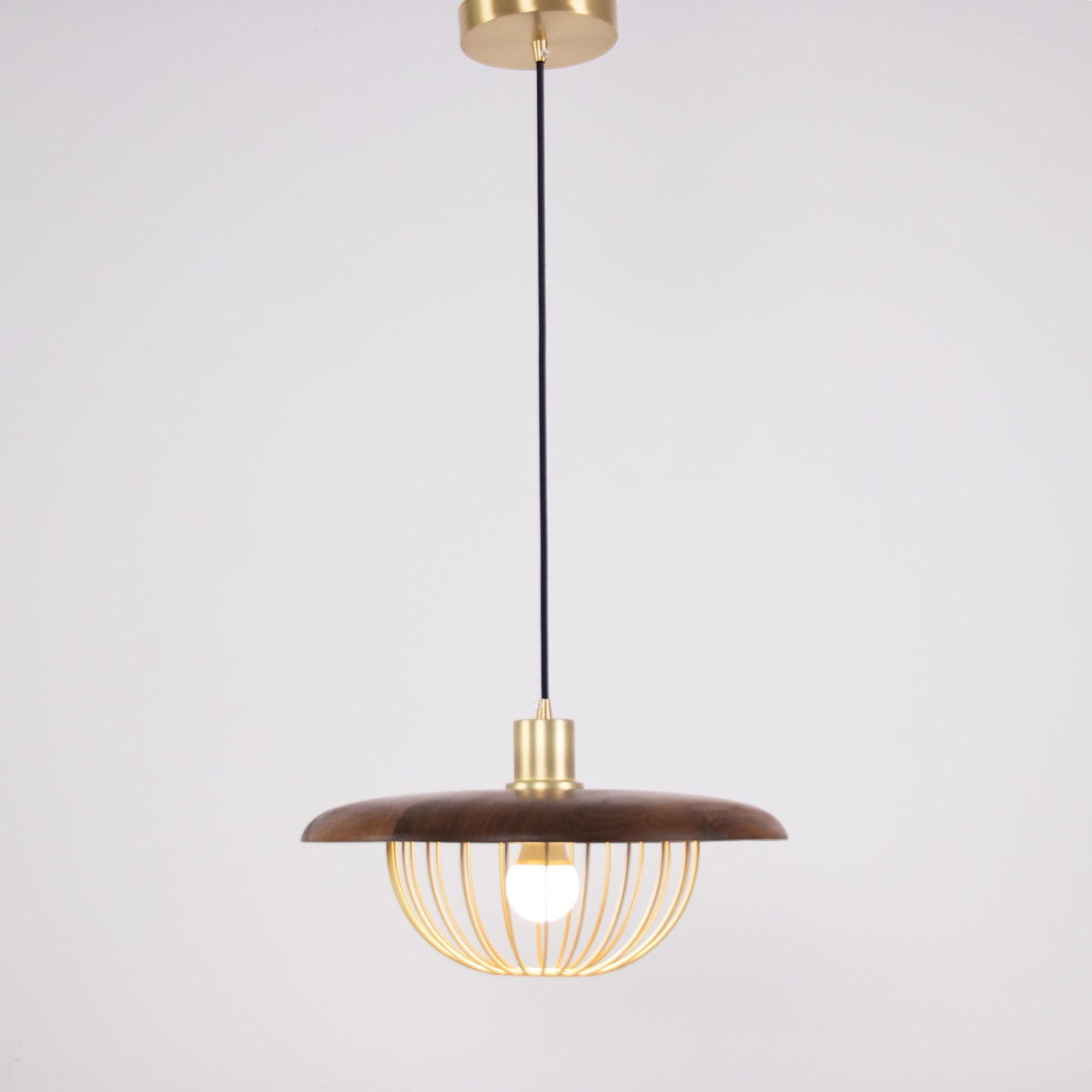 Candeeiro suspenso retro vintage em madeira Rinoira