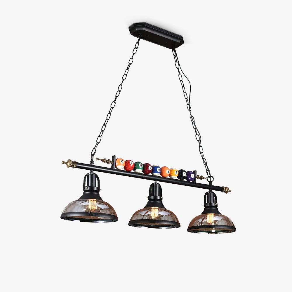 Candeeiro de teto Rivi com bola de bilhar, vidro preto, moderno