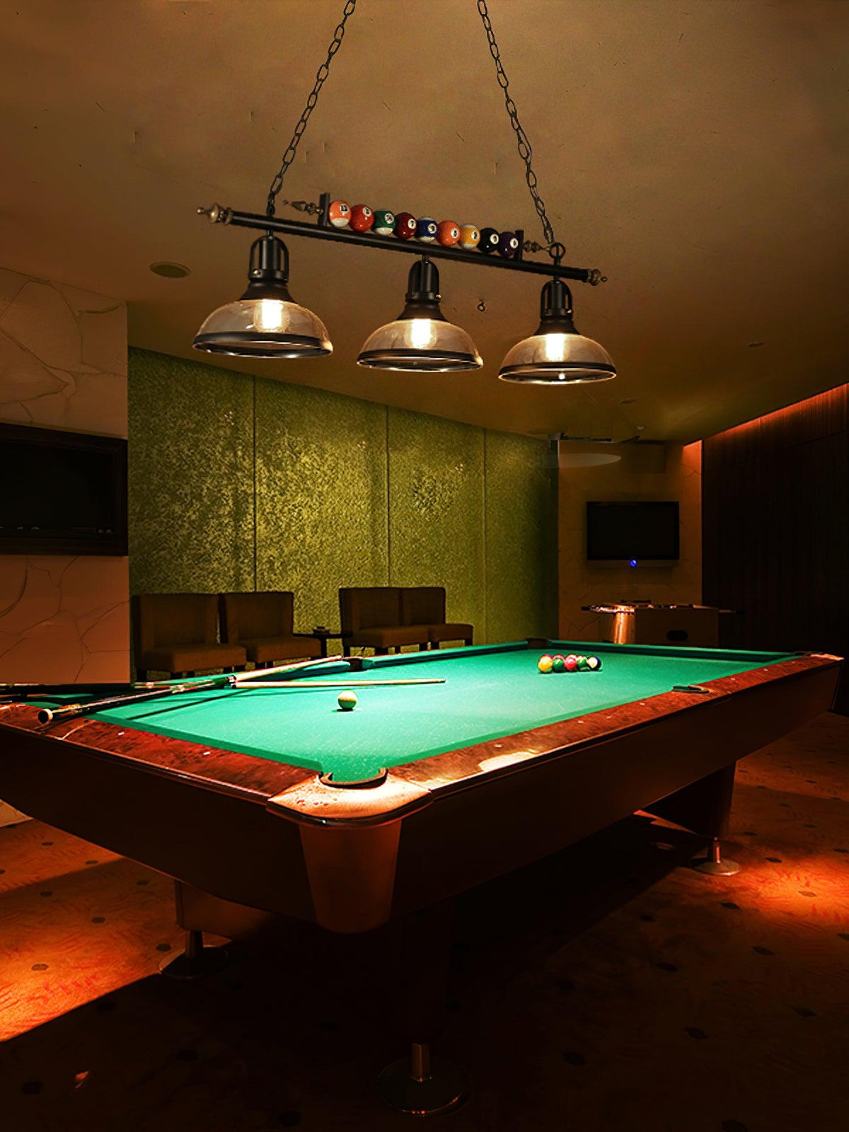Candeeiro de teto Rivi com bola de bilhar, vidro preto, moderno