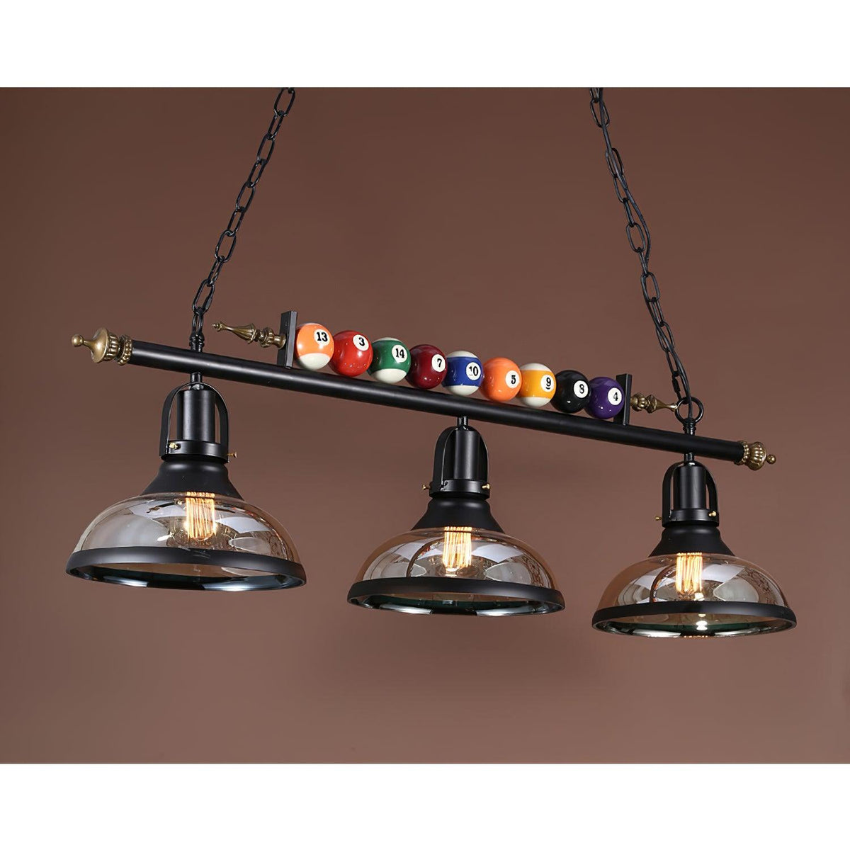 Candeeiro de teto Rivi com bola de bilhar, vidro preto, moderno