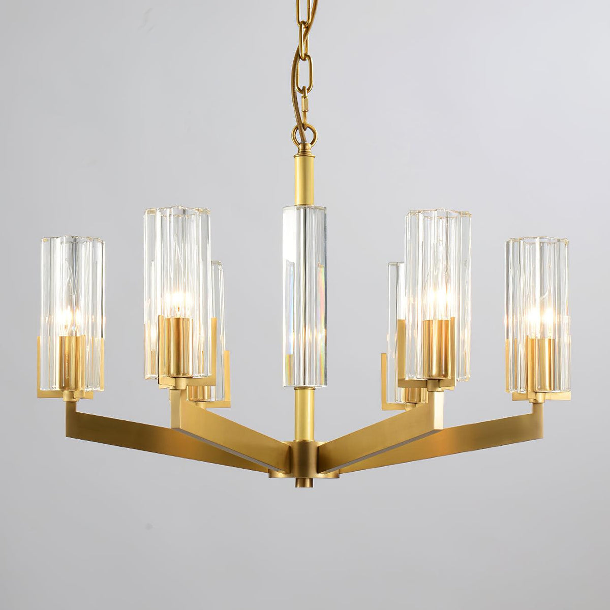 Velinora ljuskrona i mässing och glas, modern