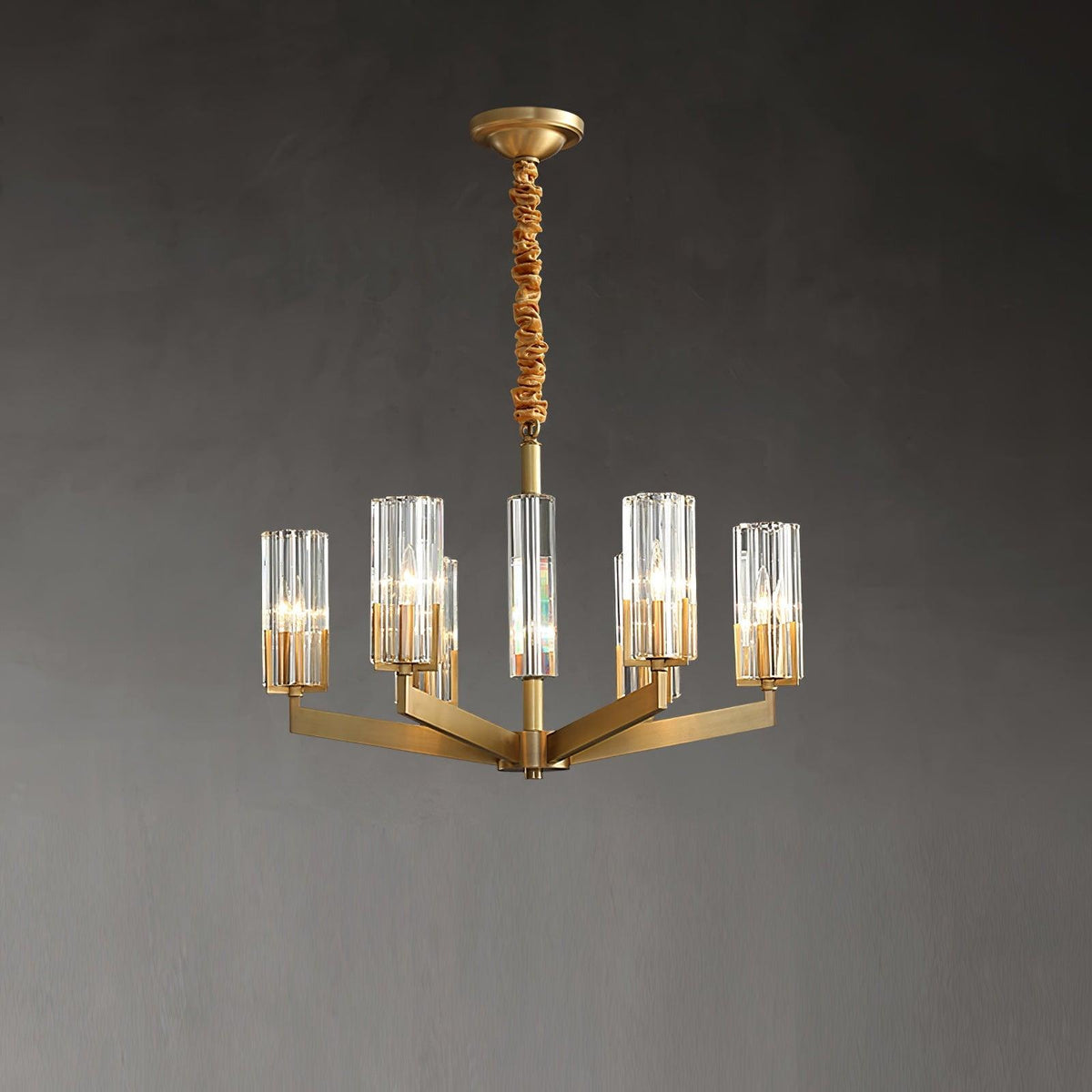Velinora ljuskrona i mässing och glas, modern