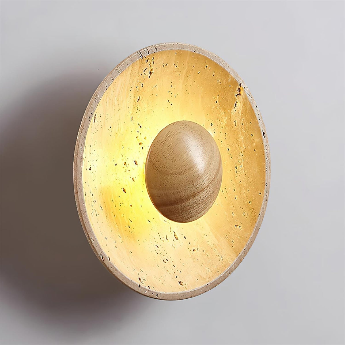 Norvian vägglampa rund travertin minimalistisk
