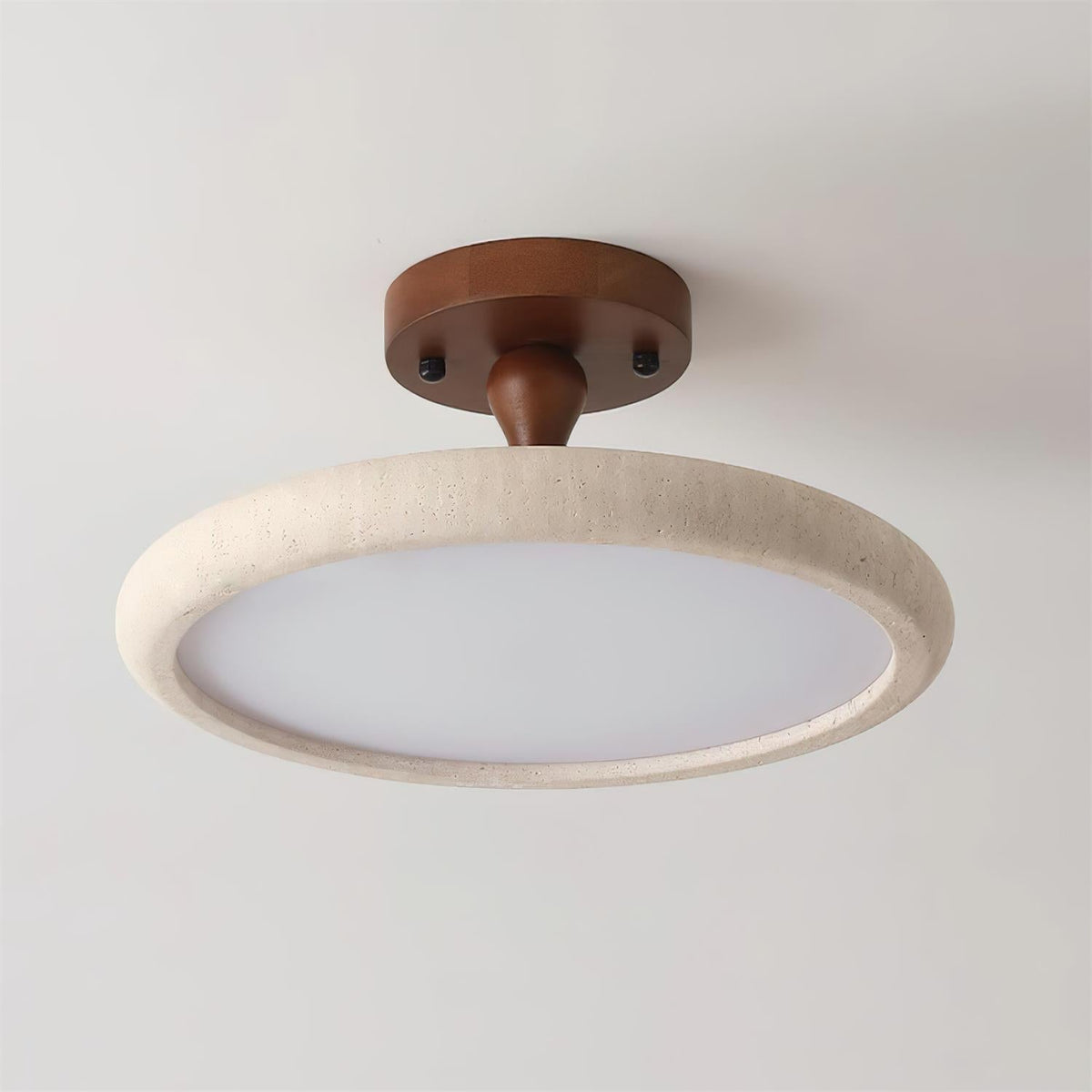 Luvia loftlampe, halvplan, travertin
