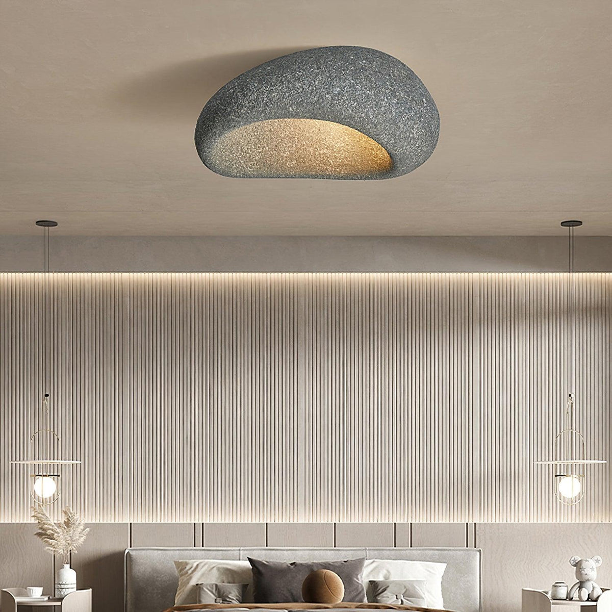 Rivenira loftslampe med japansk wabi-sabi-måne