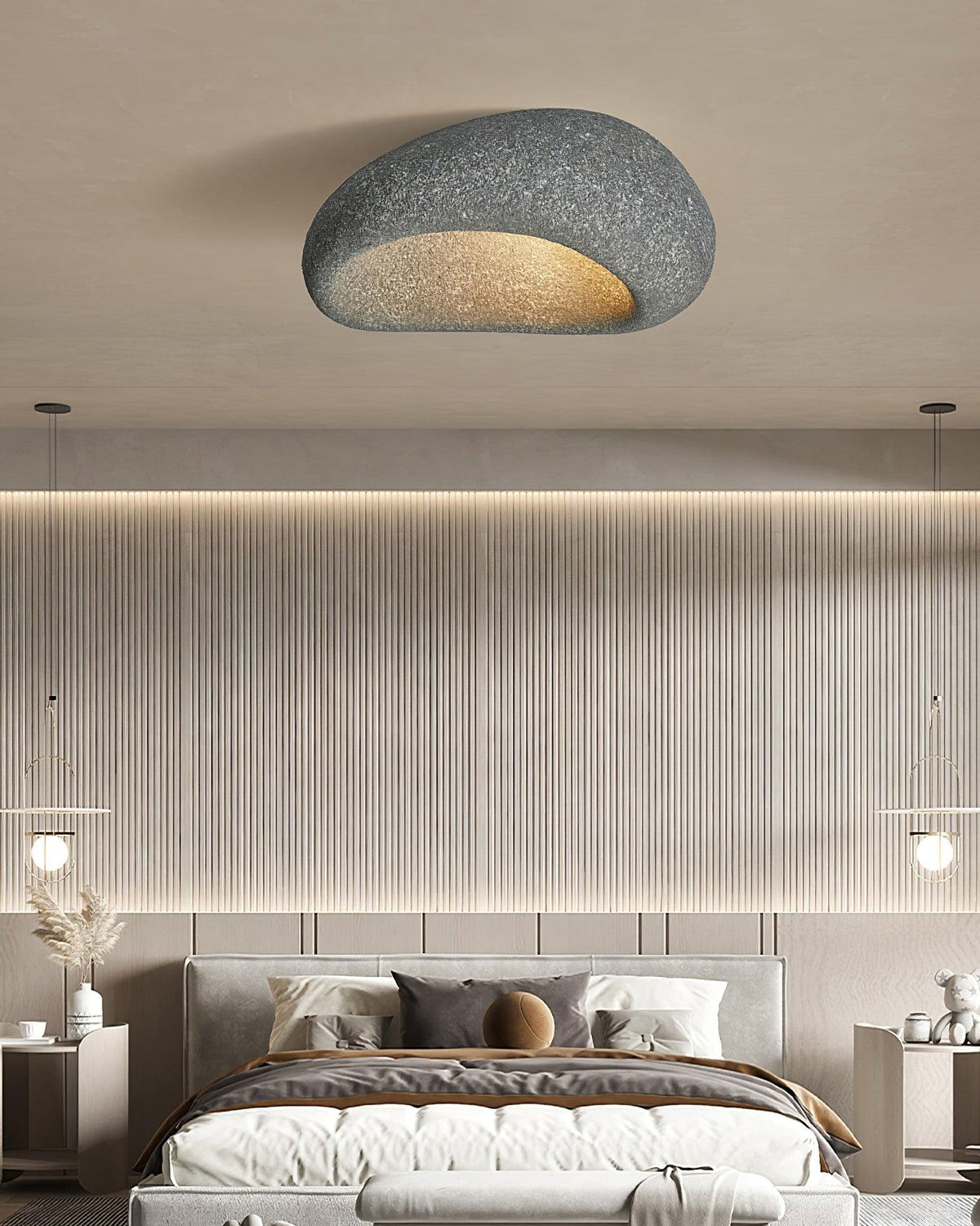 Rivenira loftslampe med japansk wabi-sabi-måne