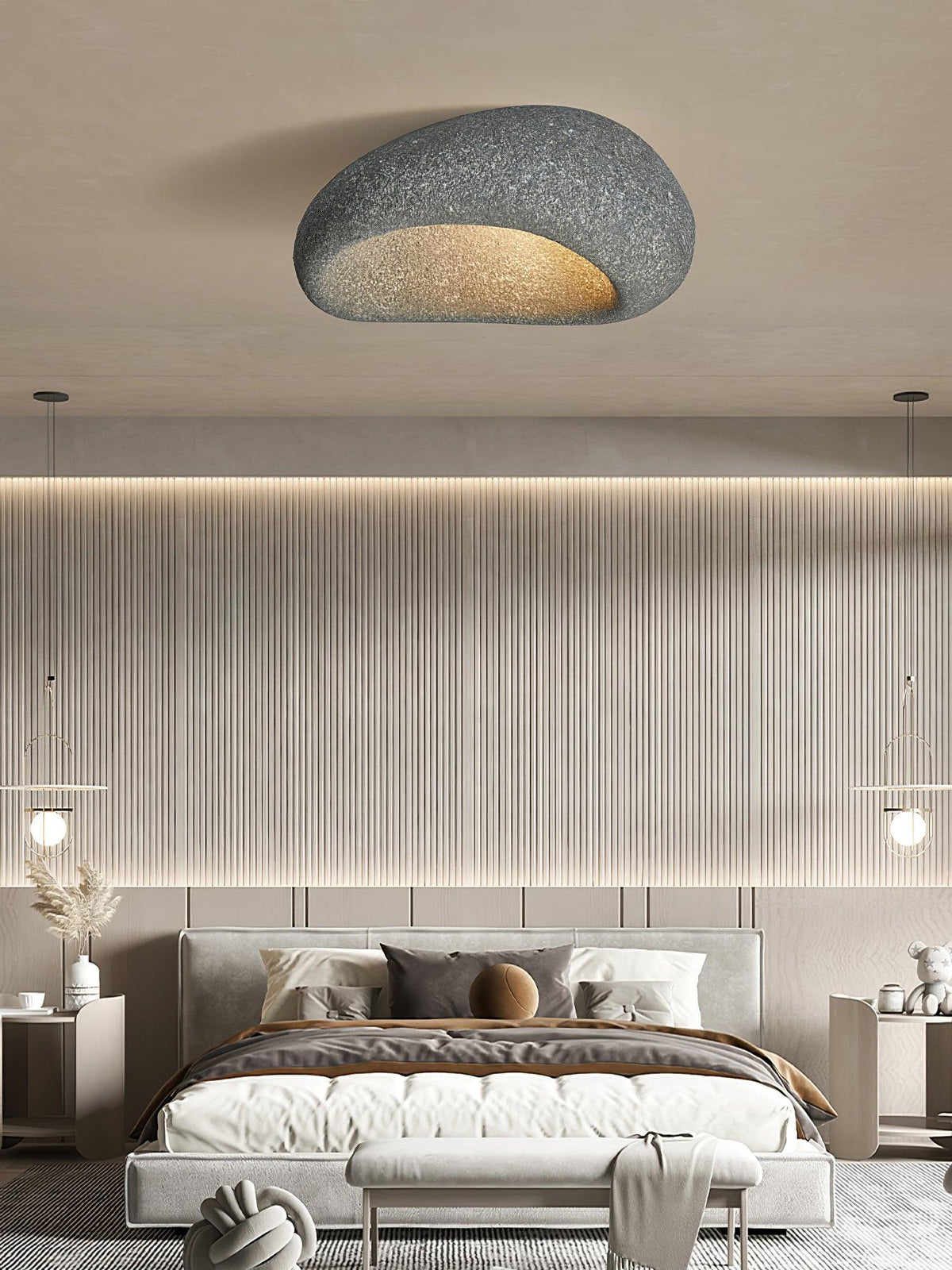 Rivenira loftslampe med japansk wabi-sabi-måne