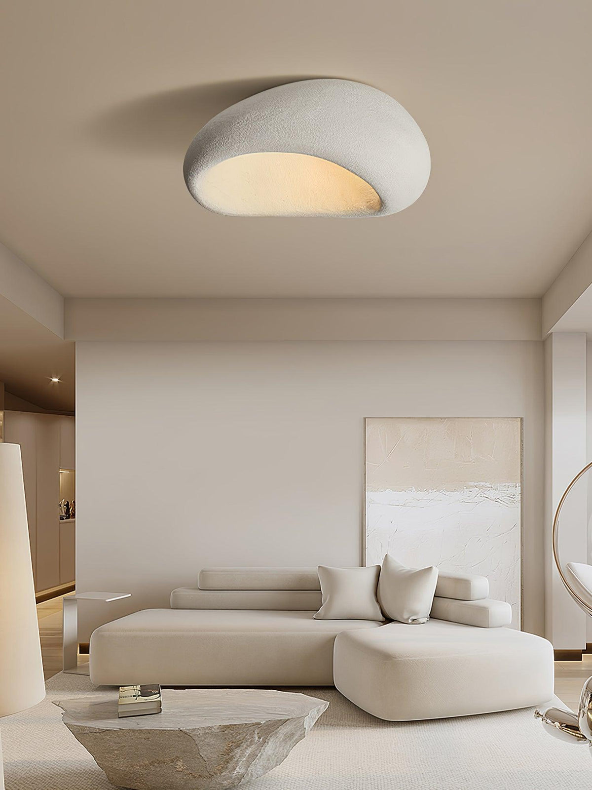 Rivenira loftslampe med japansk wabi-sabi-måne