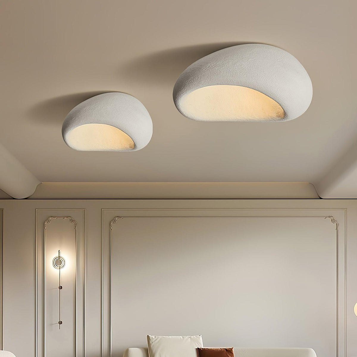 Rivenira loftslampe med japansk wabi-sabi-måne