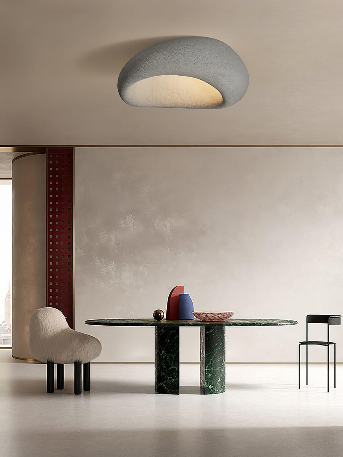 Rivenira loftslampe med japansk wabi-sabi-måne