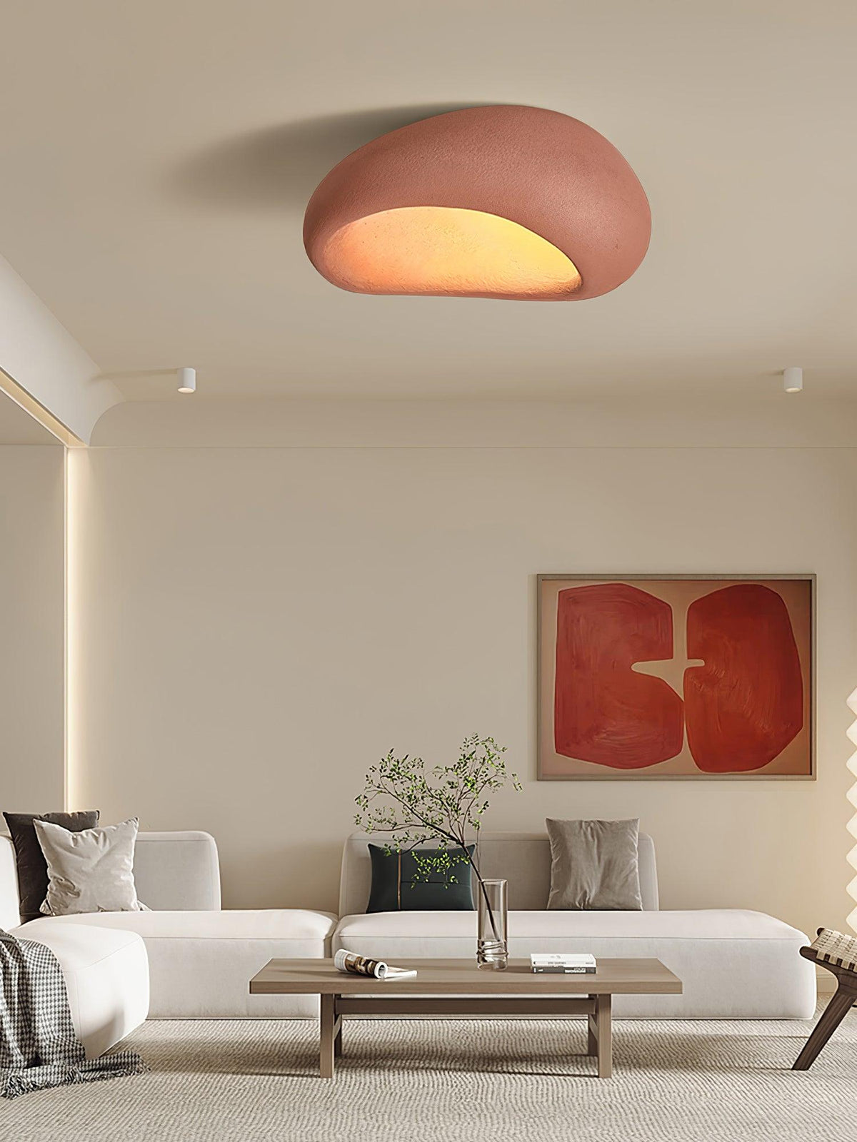 Rivenira loftslampe med japansk wabi-sabi-måne