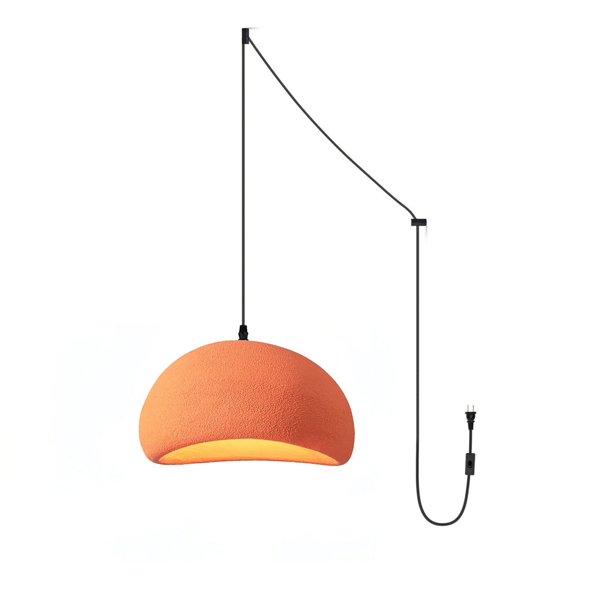 Ecor gips-pendellampe halvkupel plug-in wabi sabi