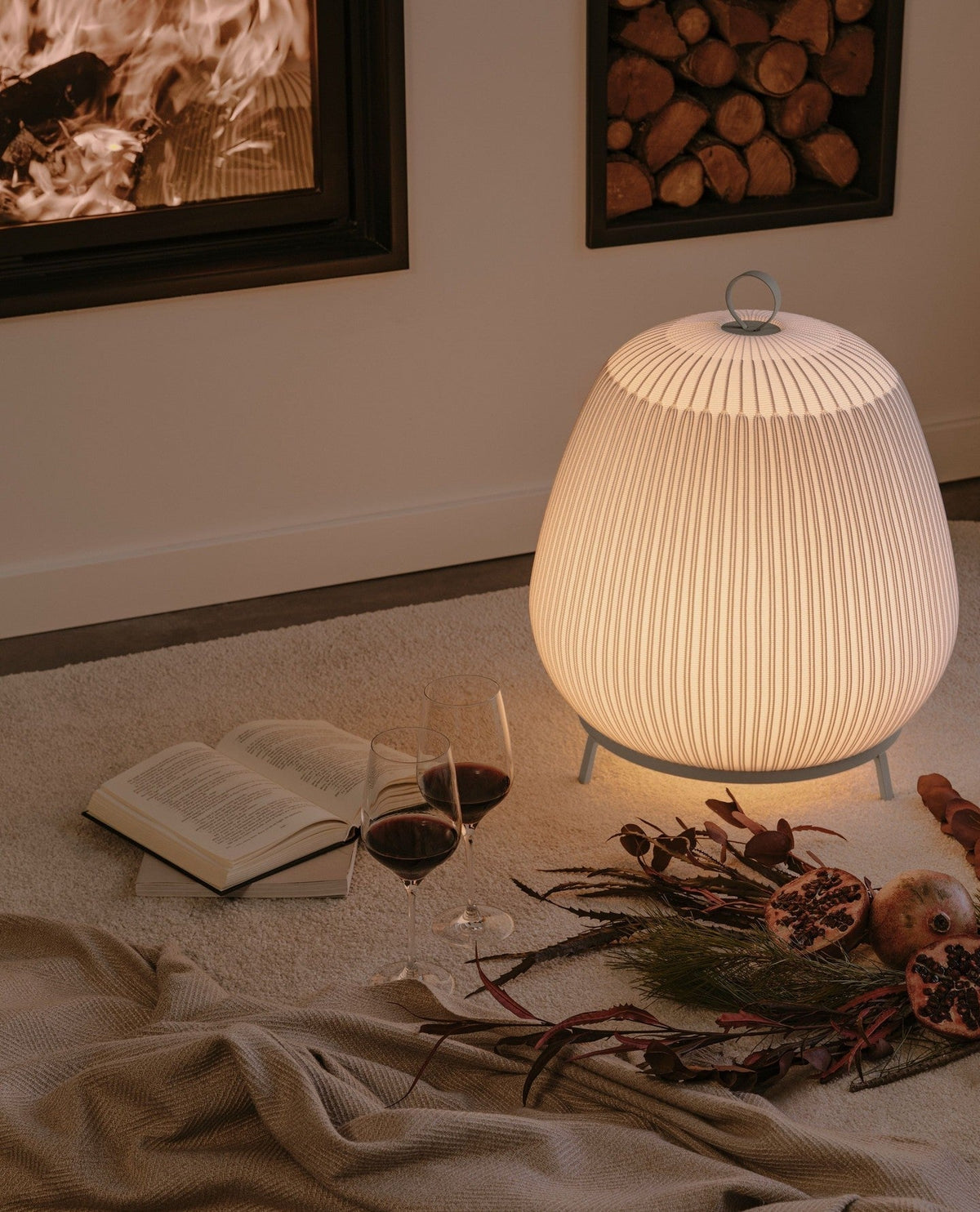 Nancy moderne bordlampe i stof
