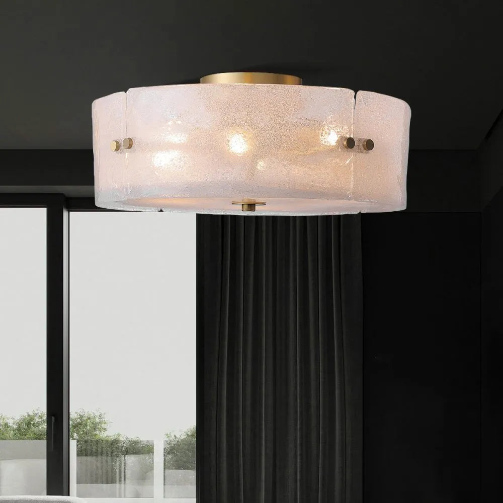 Velenella loftslampe med struktureret glas