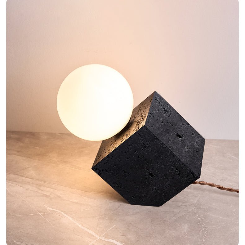 Milo Candeeiro de mesa minimalista em travertino preto