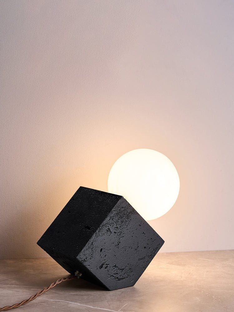 Milo Candeeiro de mesa minimalista em travertino preto