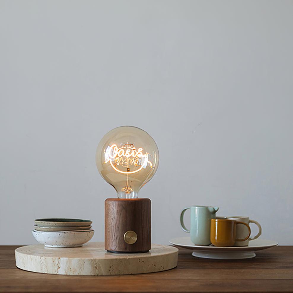 Candeeiro de mesa Altheil retro em madeira