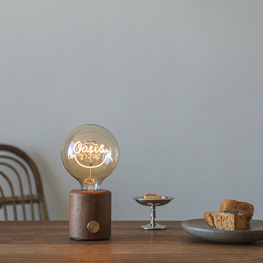 Candeeiro de mesa Altheil retro em madeira