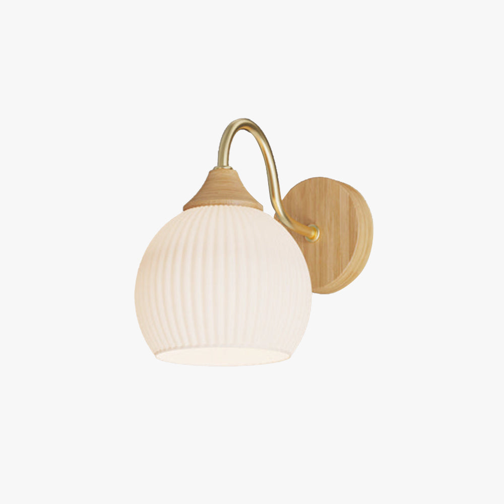 Muto nordisk minimalistisk indendørs væglampe i glas/træ, soveværelse/balkon