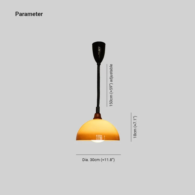 Valentina Retro LED Round Pendant Light Adjustable Brown Dining Room