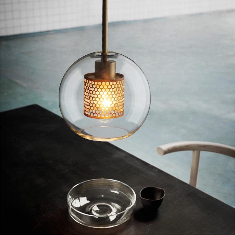 Nerel Contemporary Golden Pendant Light, Glass, Globe/Cylindric