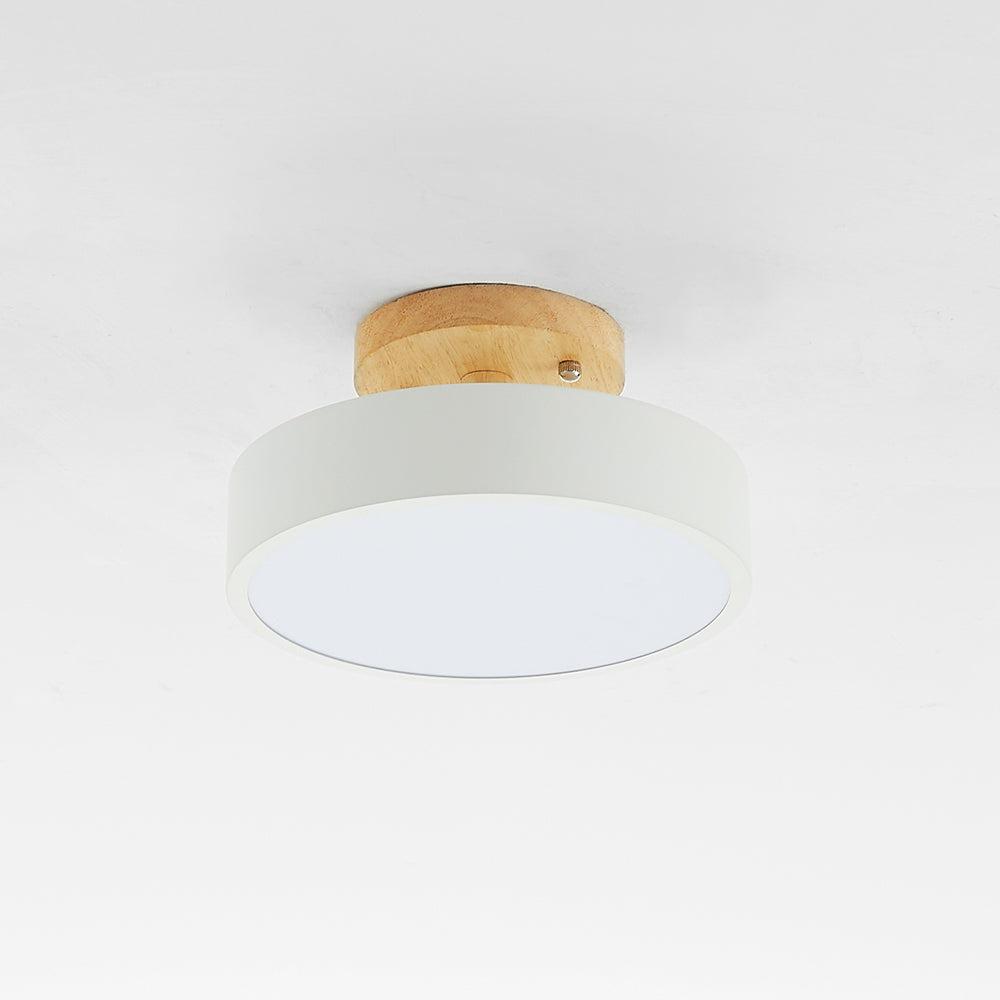 Zera Round LED Flush Mount Ceiling Light Modern Wood Colorful