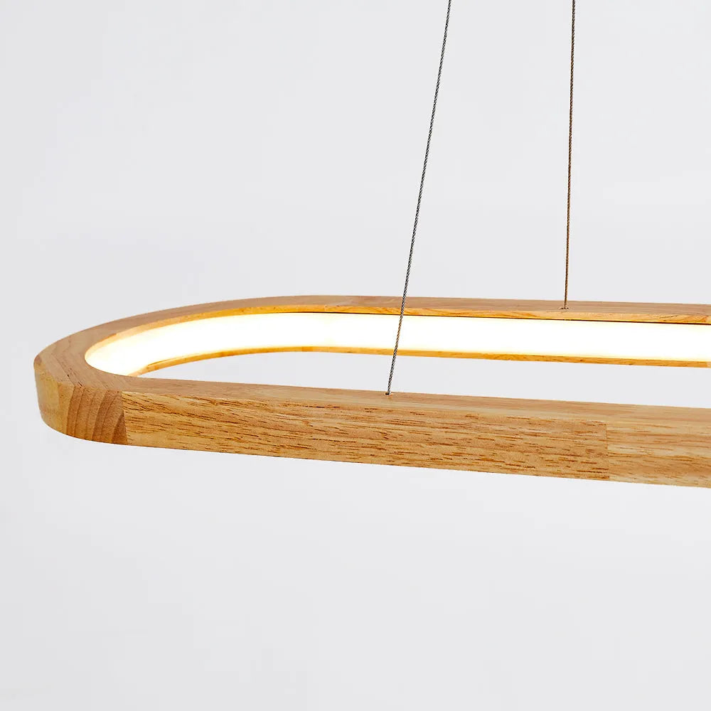 Lyraen Contemporary Oval Wooden Pendant Light