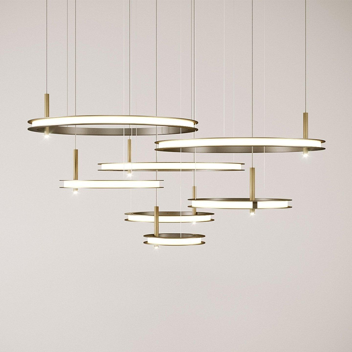 Virauian minimalistisk lysekrone med ringe i flere lag