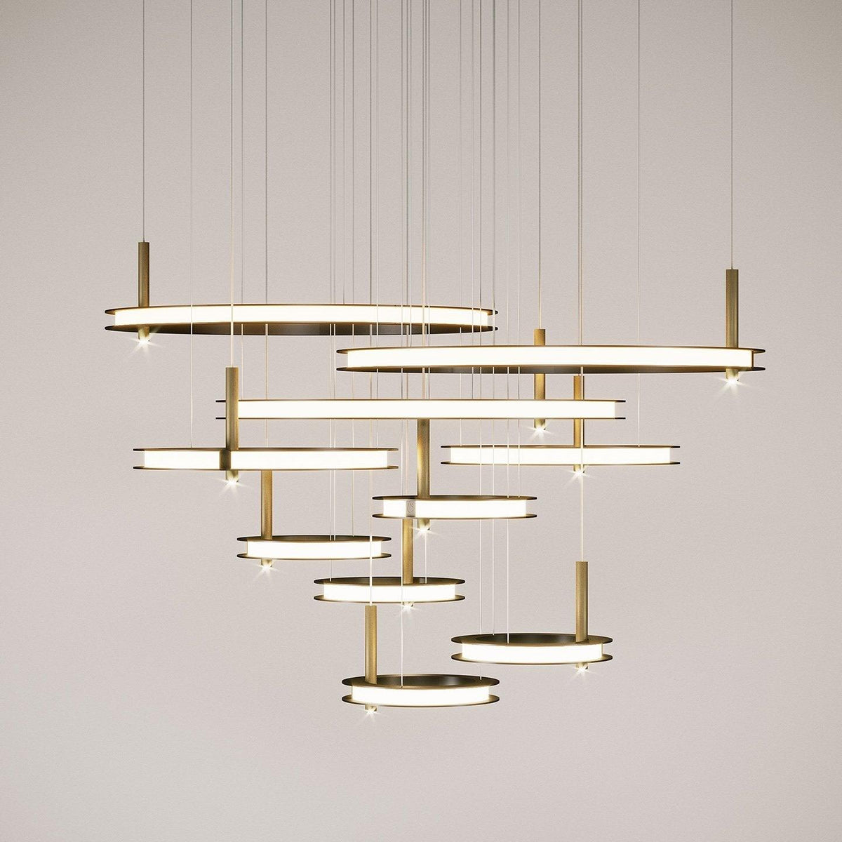 Virauian minimalistisk lysekrone med ringe i flere lag