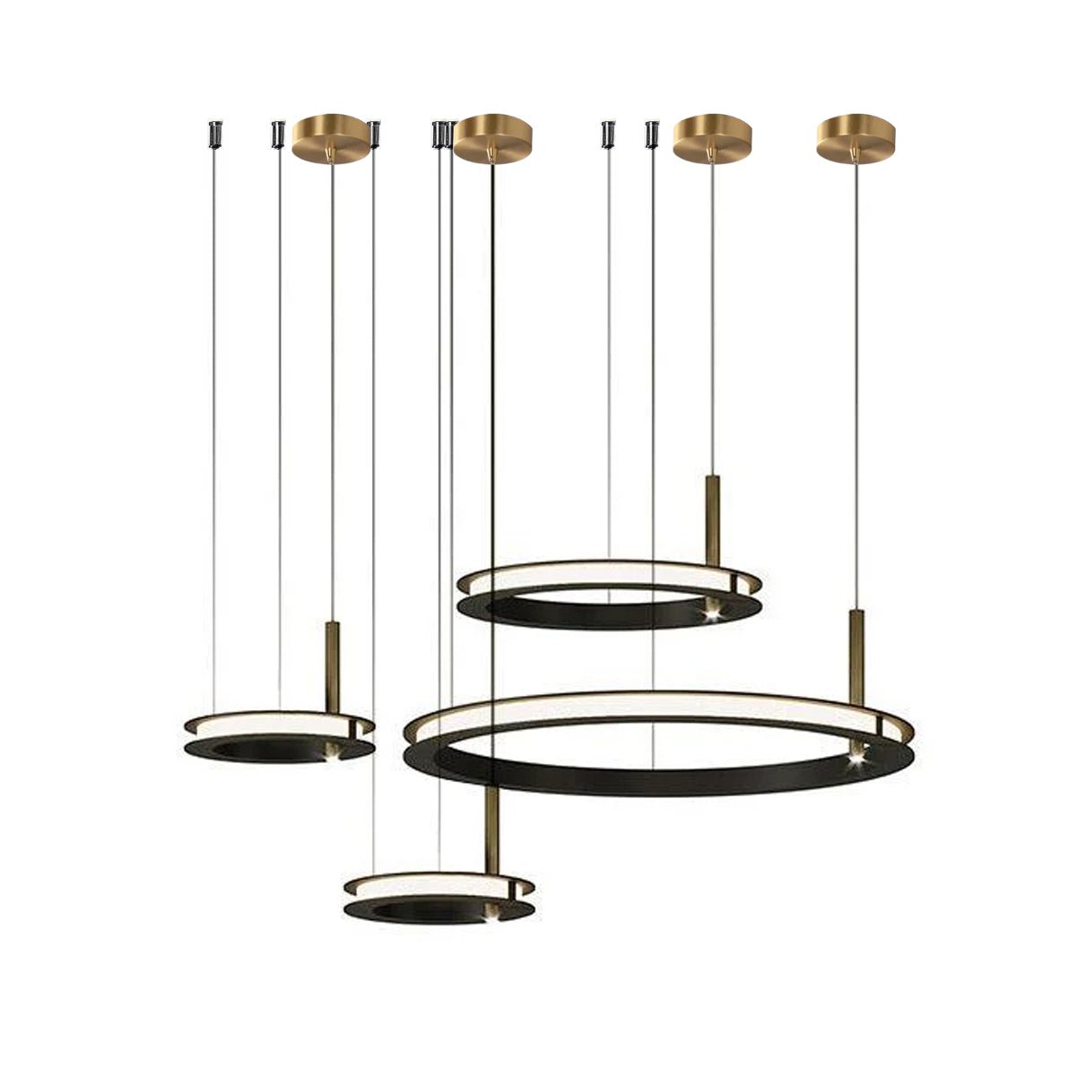 Virauian minimalistisk lysekrone med ringe i flere lag