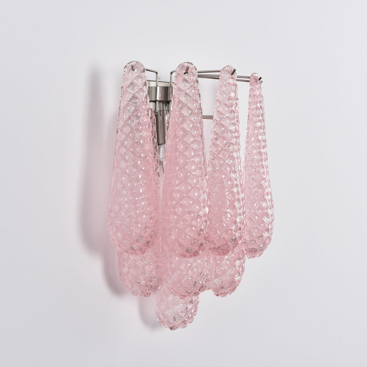 Liorelaria Vegglampi með bleikum tárdropalaga glerhlíf, blóma- og listahönnun