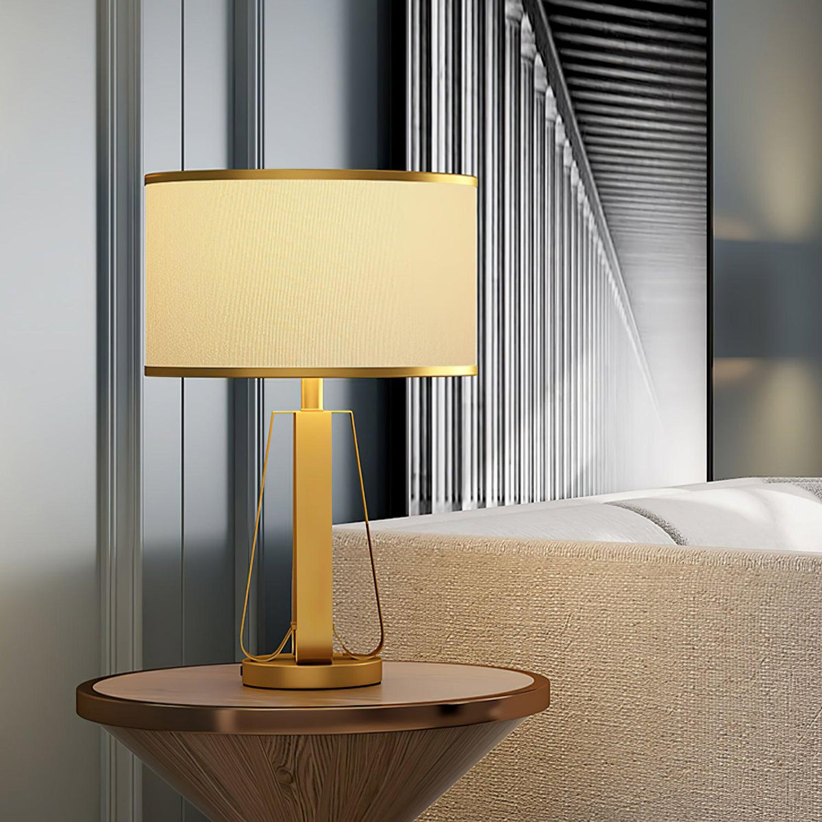 Linorira lyxig bordslampa i tyg